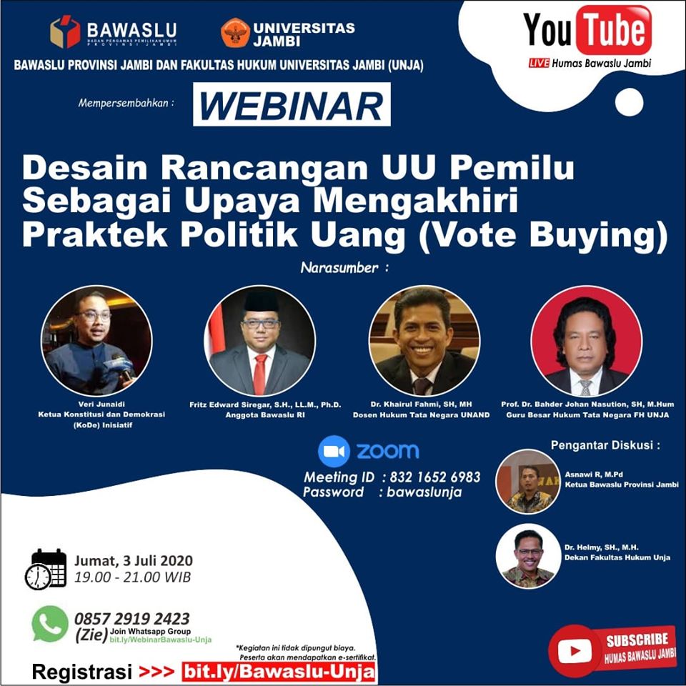 Kembali Bawaslu Akan Gelar Webinar, Kali ini Gandeng Unja