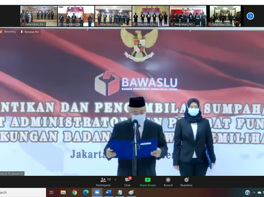 Bawaslu Lantik 257 Pejabat Fungsional dan Administratif