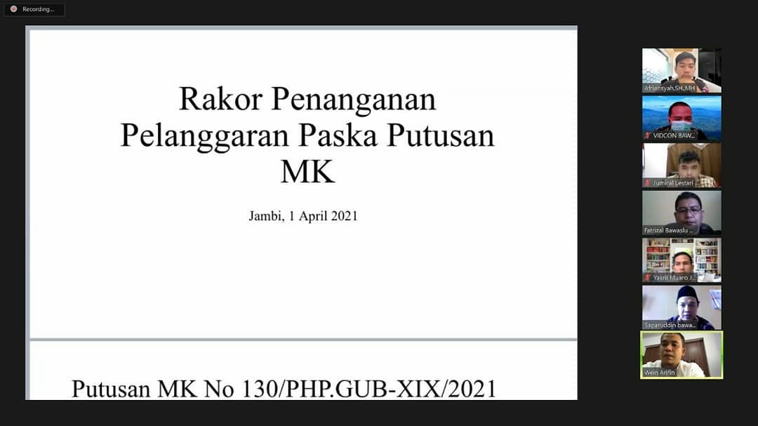 Bawaslu Jambi Gelar Rakor Penanganan Pelanggaran