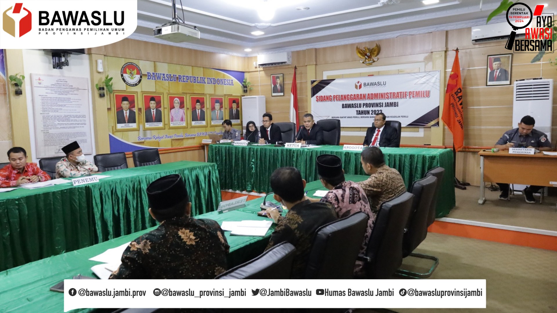 Sidang Pemeriksaan Dugaan Pelanggaran Administratif Pemilu 2024, Bawaslu Jambi Dengarkan Pokok Laporan Penemu