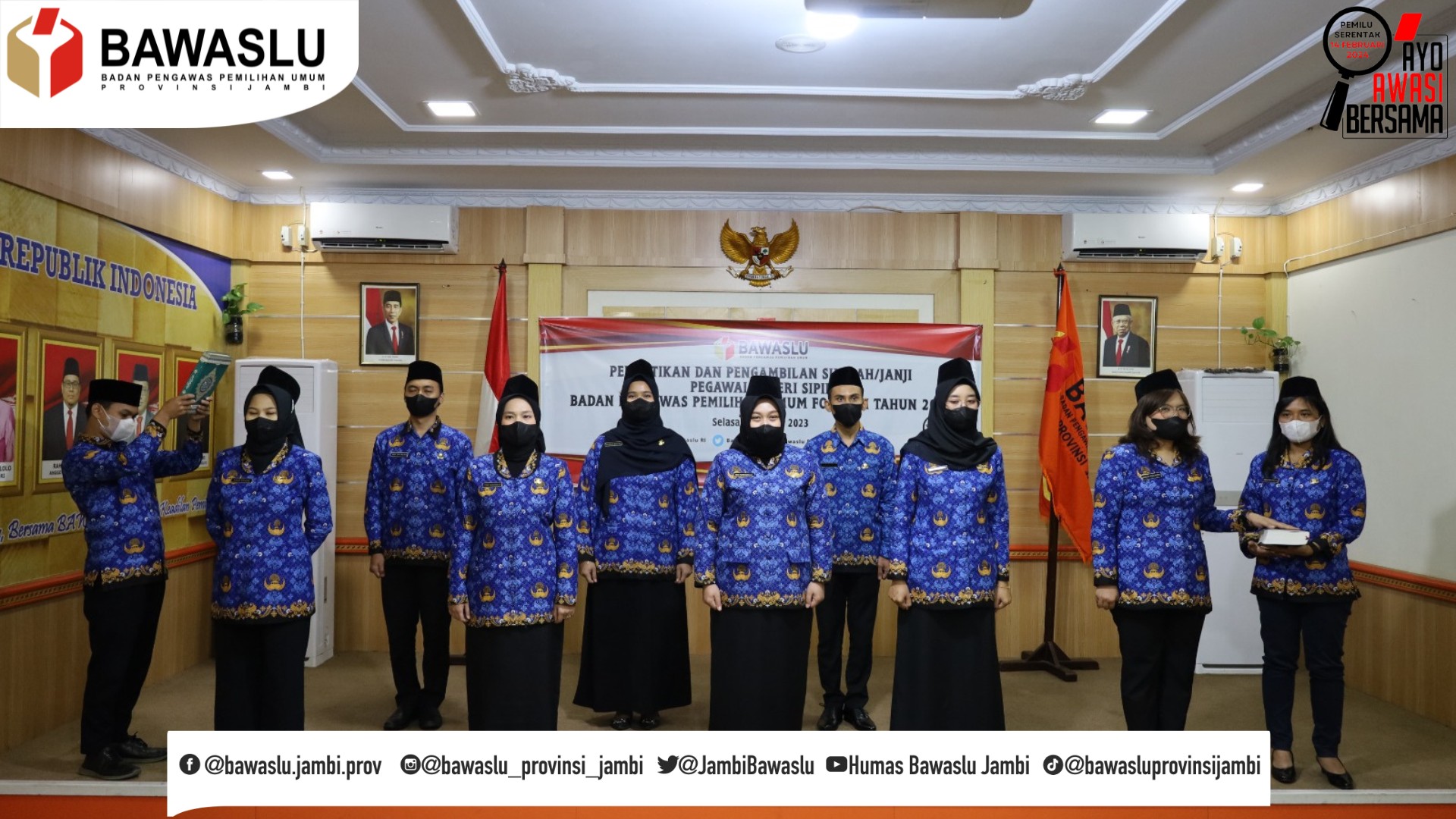 8 CPNS Bawaslu di Jambi Resmi Dilantik Jadi PNS
