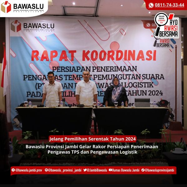 Bawaslu Jambi Gelar Rakor Persiapan Penerimaan Pengawas TPS dan Pengawasan Logistik