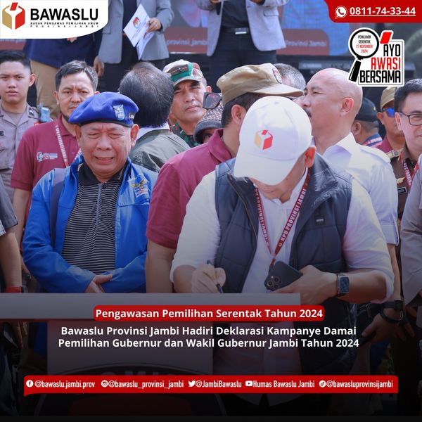 Bawaslu Jambi Hadiri Deklarasi Kampanye Damai Pemilihan 2024