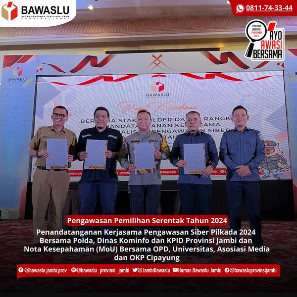 Bawaslu Jambi MoU dengan 40 Organisasi dan Lembaga