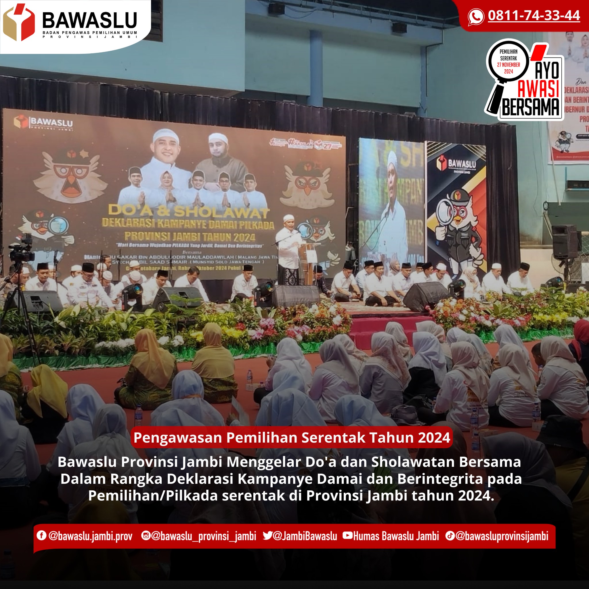 Bawaslu Jambi Gelar Doa dan Sholawatan Bersama