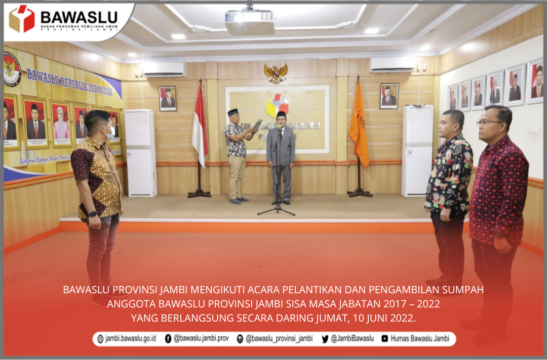 Fauzan Khairazi Resmi Dilantik Sebagai Anggota Bawaslu Provinsi Jambi