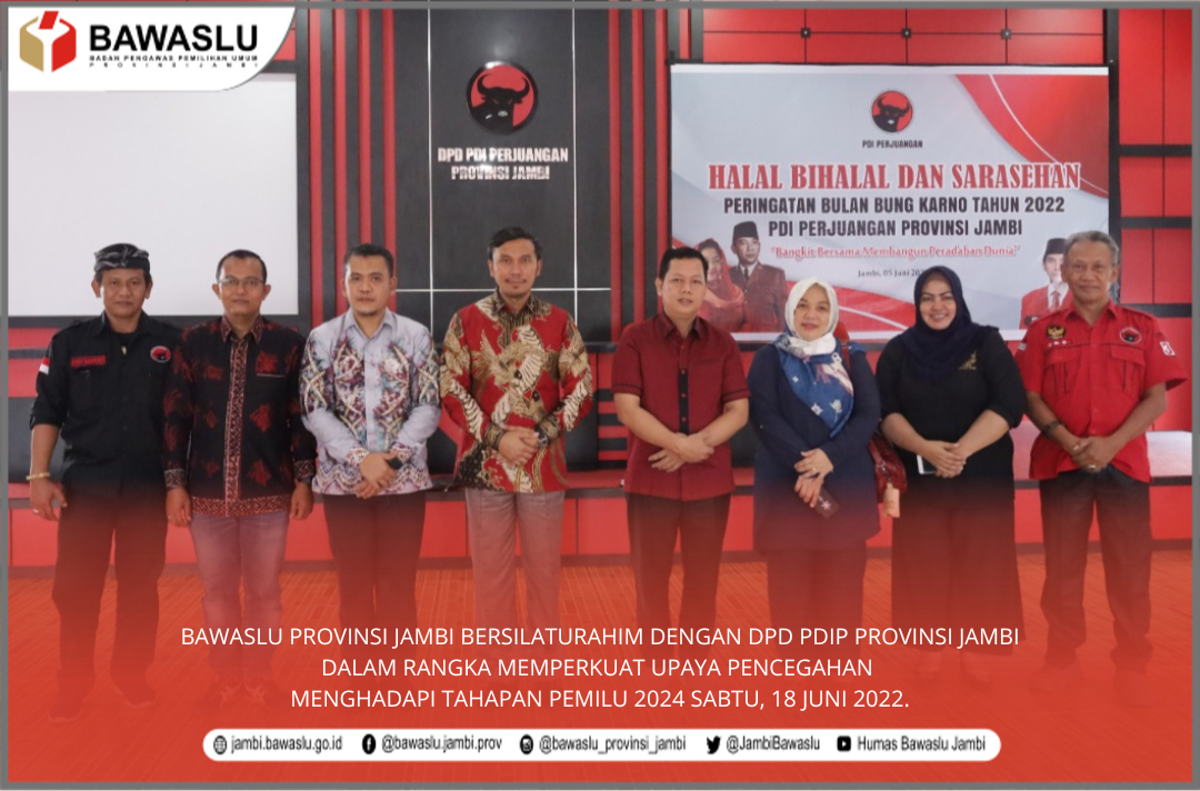 Hadapi Pemilu 2024, Bawaslu Jambi Bersilaturahim dengan DPD PDIP