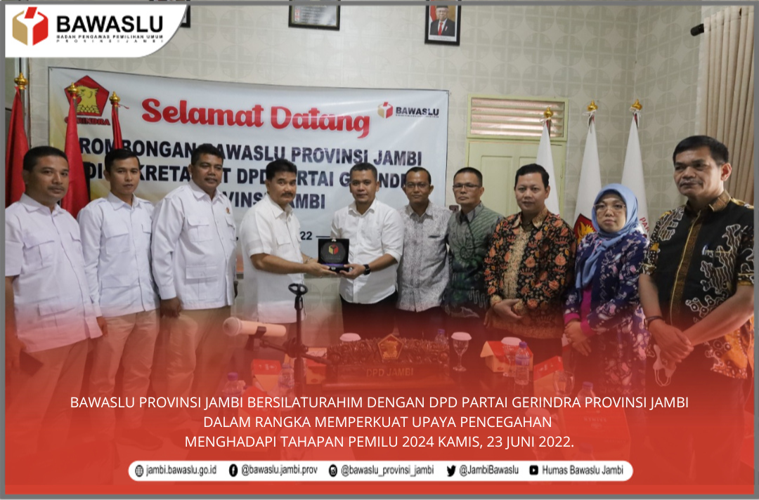 Hadapi Pemilu 2024, Bawaslu Jambi Bersilaturahim dengan DPD Partai Gerindra