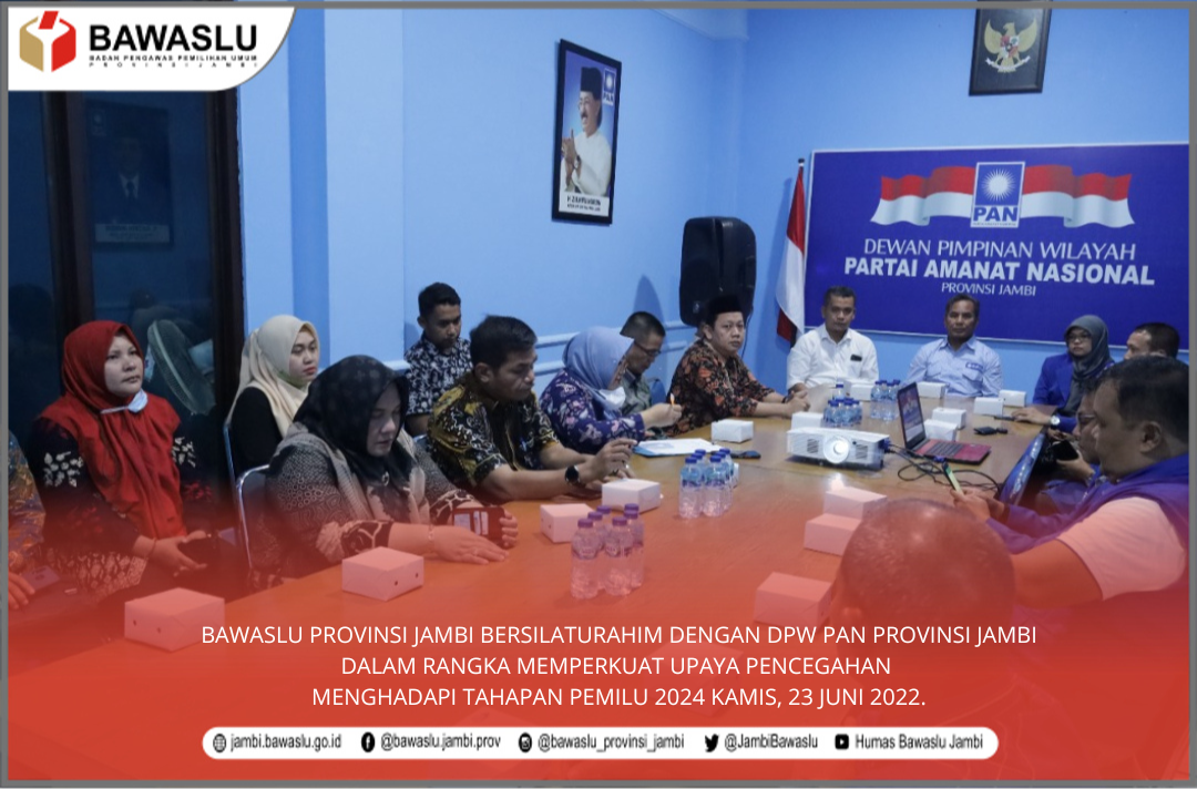 Hadapi Pemilu 2024, Bawaslu Jambi Bersilaturahim dengan DPW PAN