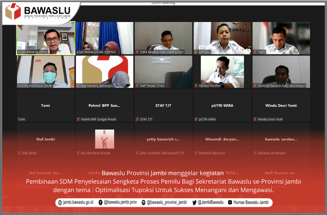 Bawaslu Jambi Gelar Pembinaan SDM Penyelesaian Sengketa