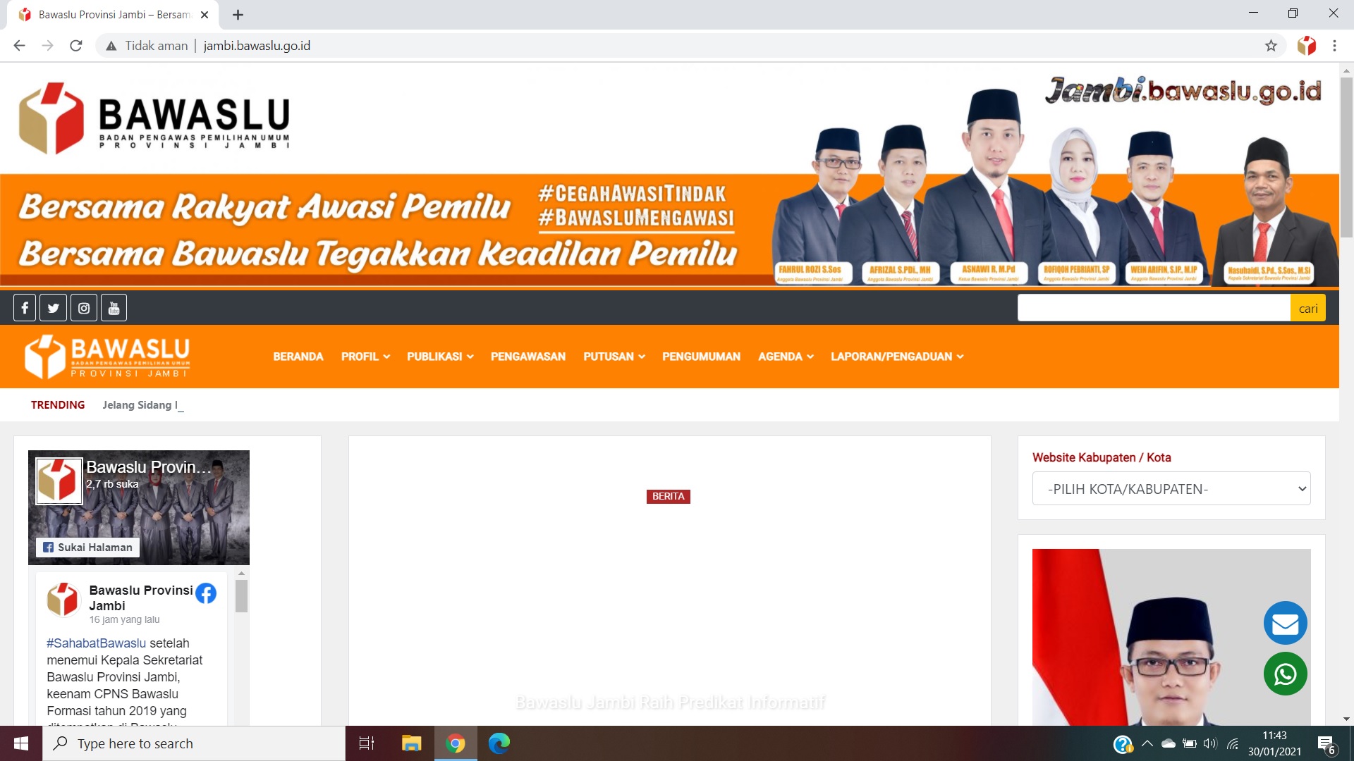 Sempat Diretas, Website Bawaslu Jambi Kembali Normal