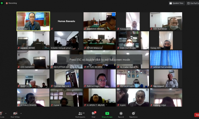 Kepada Hakim PTUN se-Indonesia, Bagja Jelaskan Dua Cara Penangaan Sengketa Pilkada Saat Pandemik