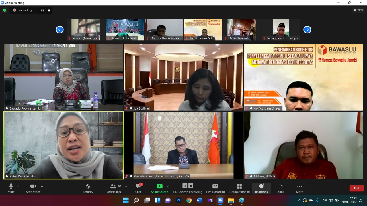 Bawaslu Jambi Gelar Webinar Penegakkan Kode Etik