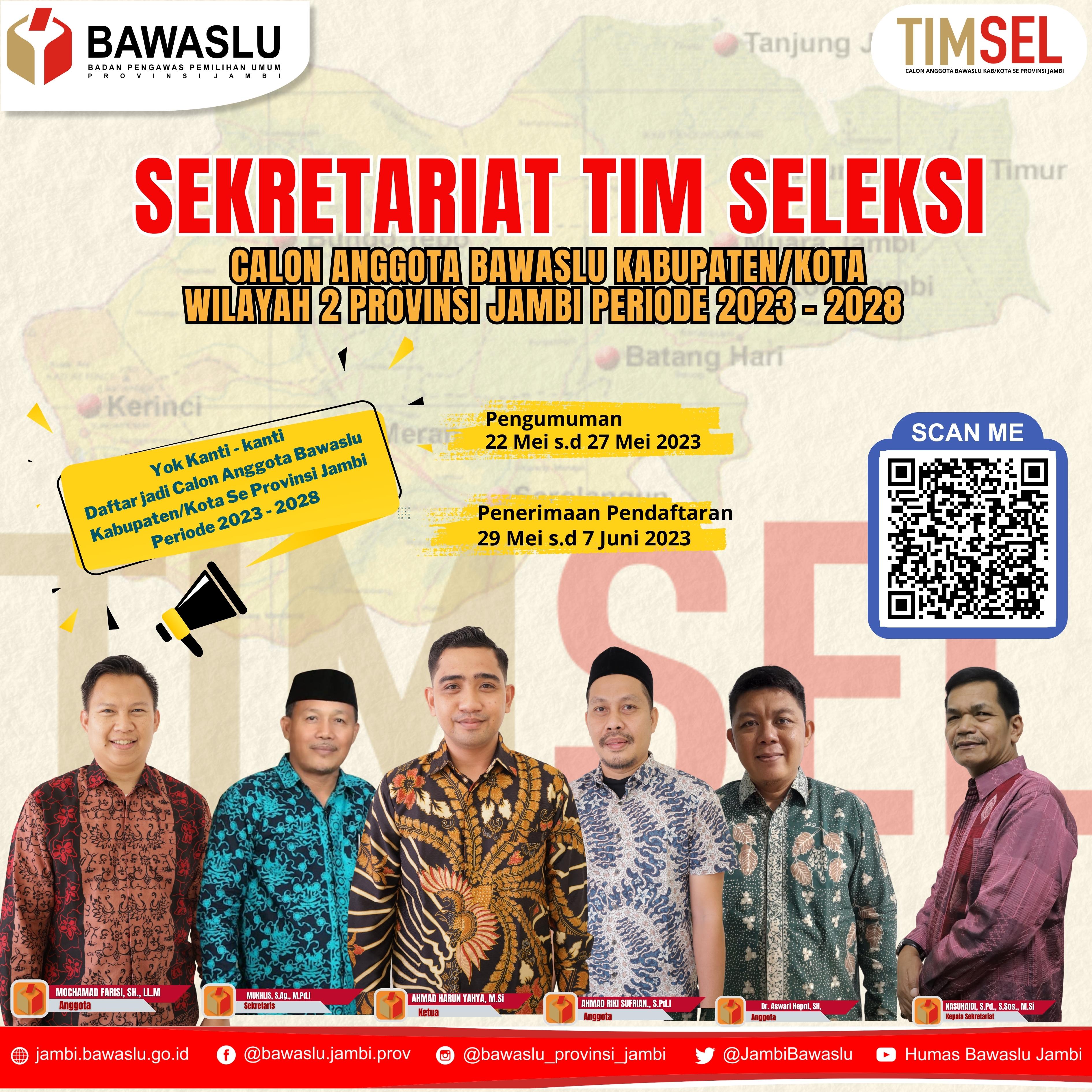 Pengumuman Pendaftaran Calon Anggota Bawaslu Wilayah 1 dan Wilayah 2