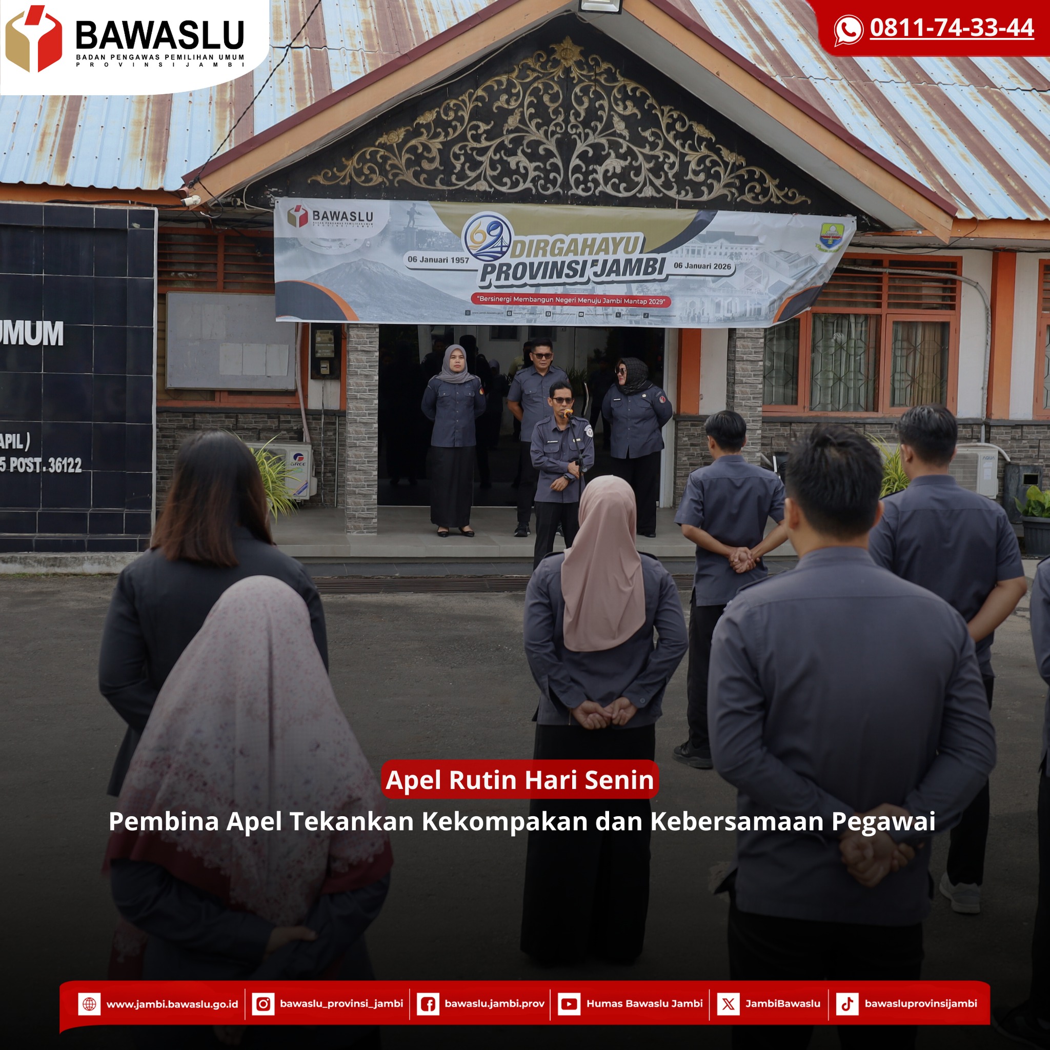Apel Rutin, Anggota Bawaslu Jambi Tekankan Kekompakan dan Kebersamaan Pegawai