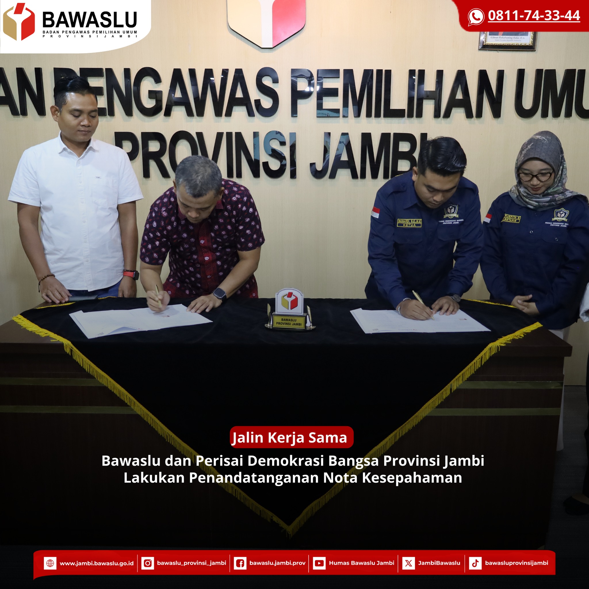 Teken Nota Kesepahaman Bersama Perisai Demokrasi Bangsa Provinsi Jambi