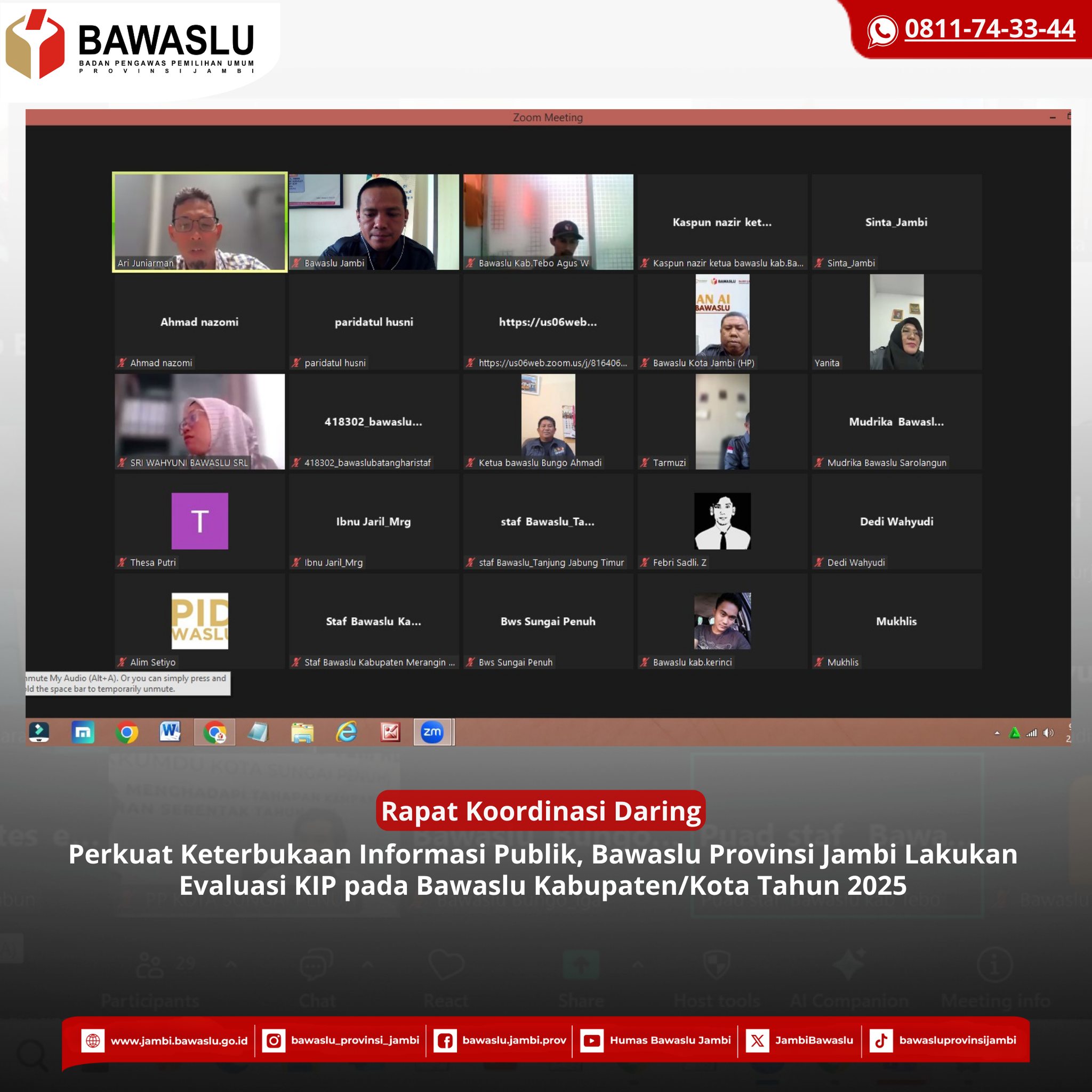 Perkuat Keterbukaan Informasi Publik, Bawaslu Jambi Lakukan Evaluasi 