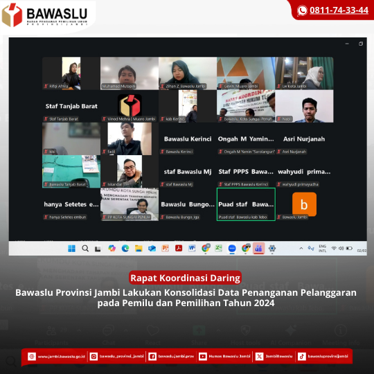 Bawaslu Jambi Lakukan Konsolidasi Data Penanganan Pelanggaran Tahun 2024
