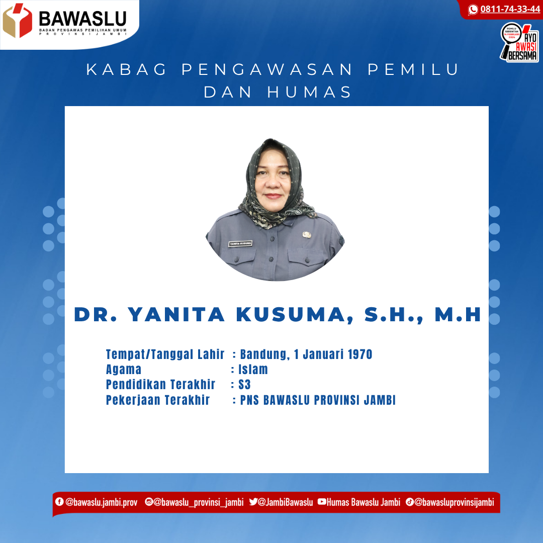 Profil Kabag Pengawasan Pemilu dan Humas Bawaslu Provinsi Jambi
