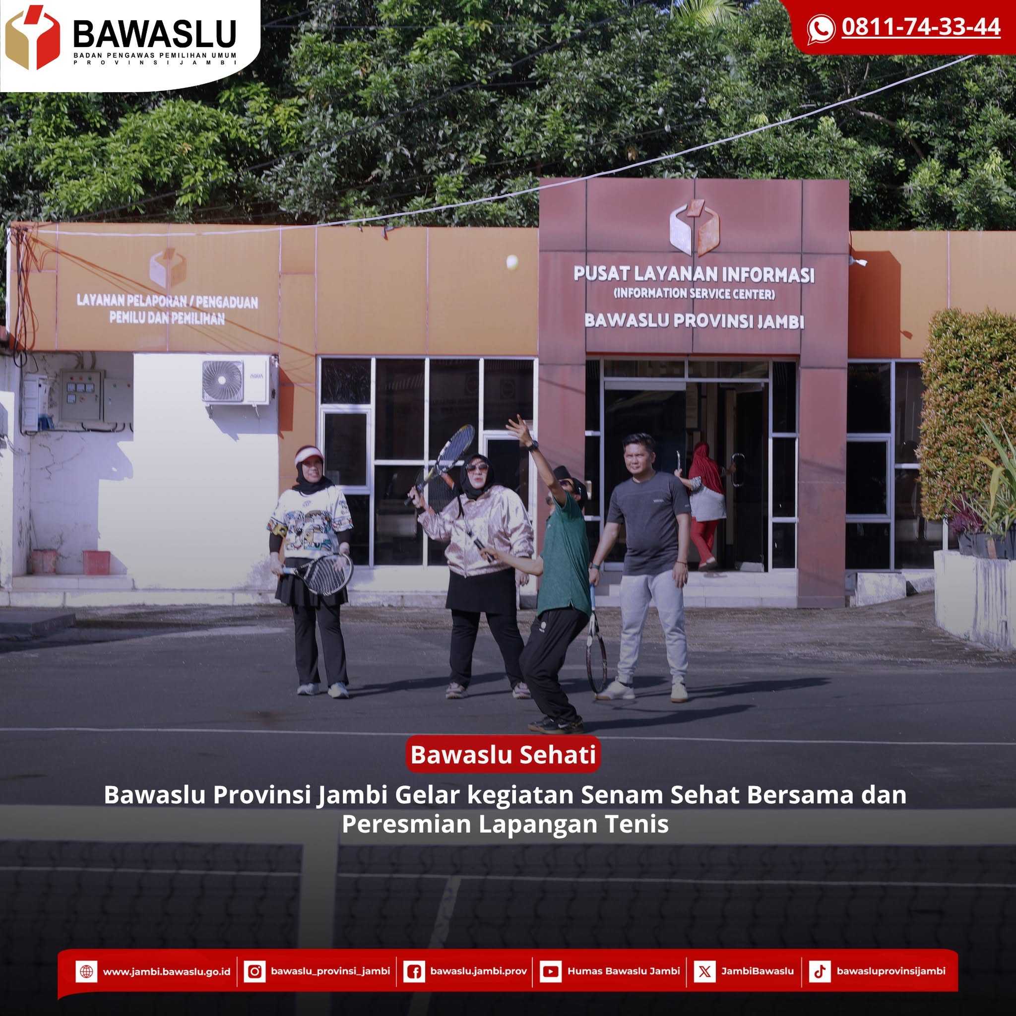 Bawaslu Provinsi Jambi Resmikan Lapangan Tenis, Perkuat Budaya Hidup Sehat Melalui Program Bawaslu Sehati