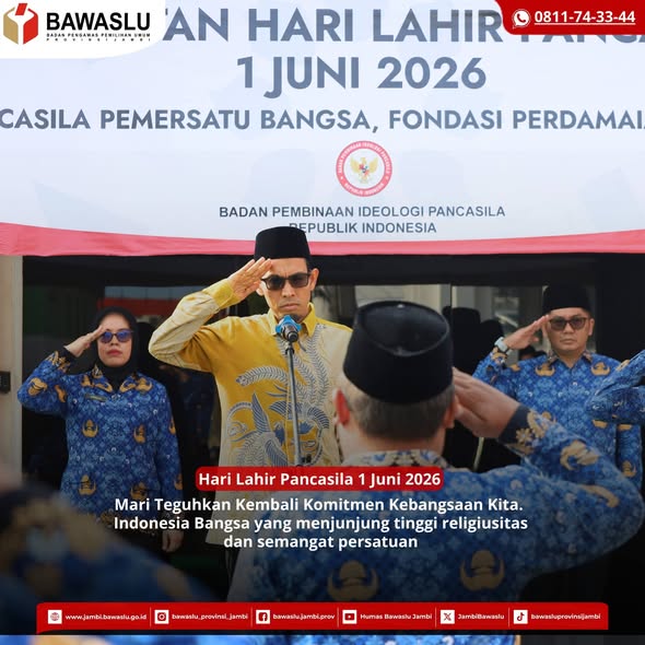 Peringati Hari Lahir Pancasila 2026, Bawaslu Provinsi Jambi Teguhkan Komitmen Menjaga Demokrasi Berlandaskan Nilai-Nilai Pancasila