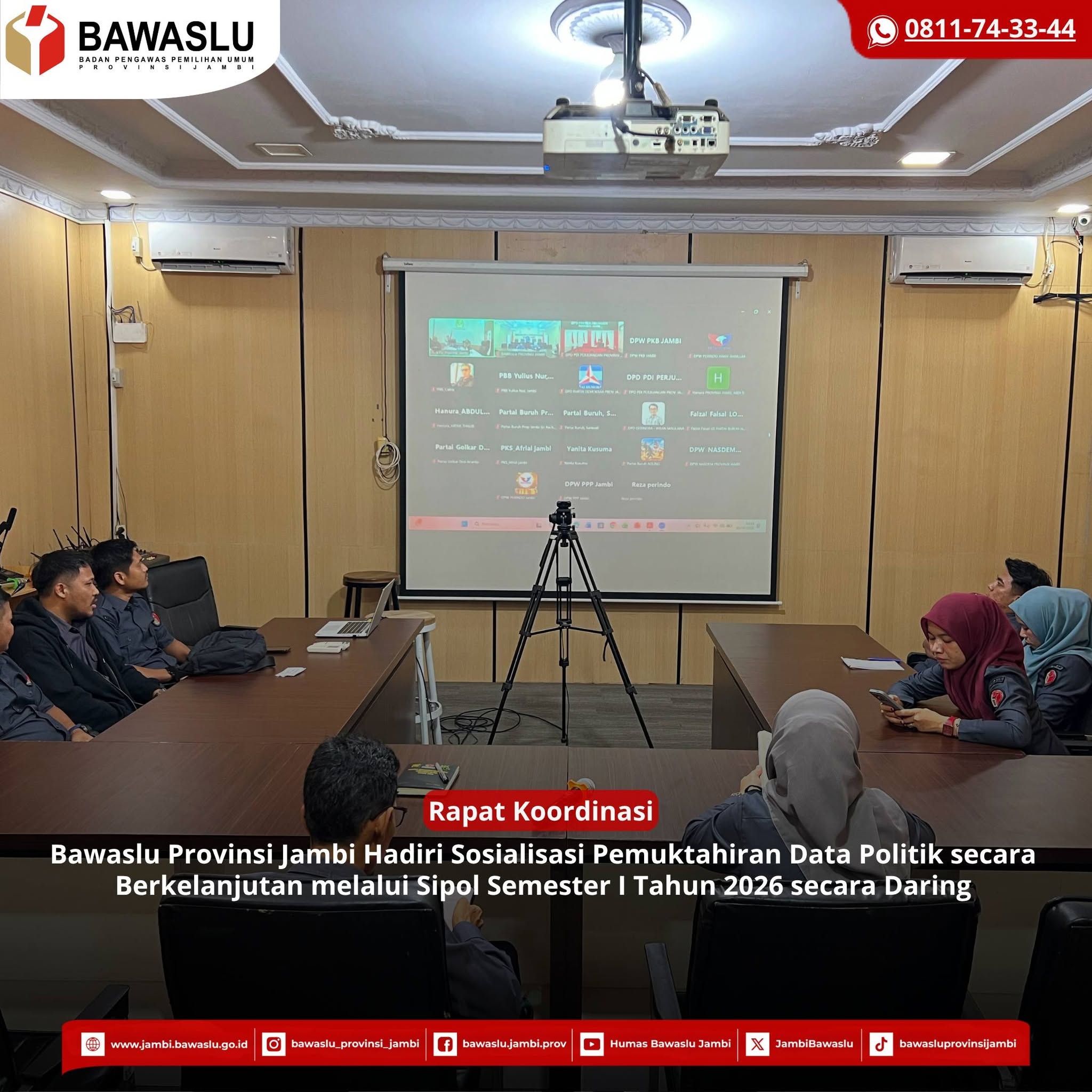 Bawaslu Provinsi Jambi Perkuat Pengawasan Pemutakhiran Data Partai Politik Melalui Sosialisasi Sipol Semester I Tahun 2026