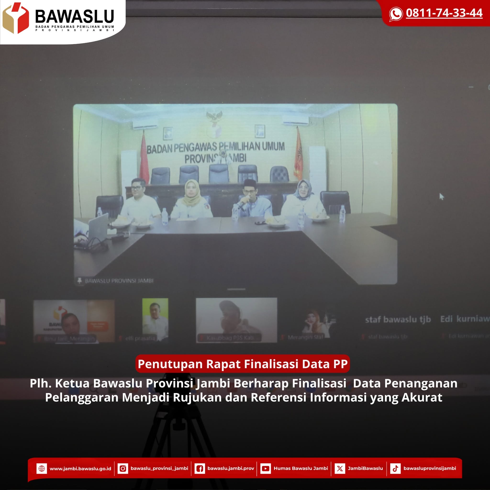 Finalisasi Data Penanganan Pelanggaran Terus Dimatangkan, Bawaslu Provinsi Jambi Perkuat Akurasi Data dan Pelayanan Informasi Publik