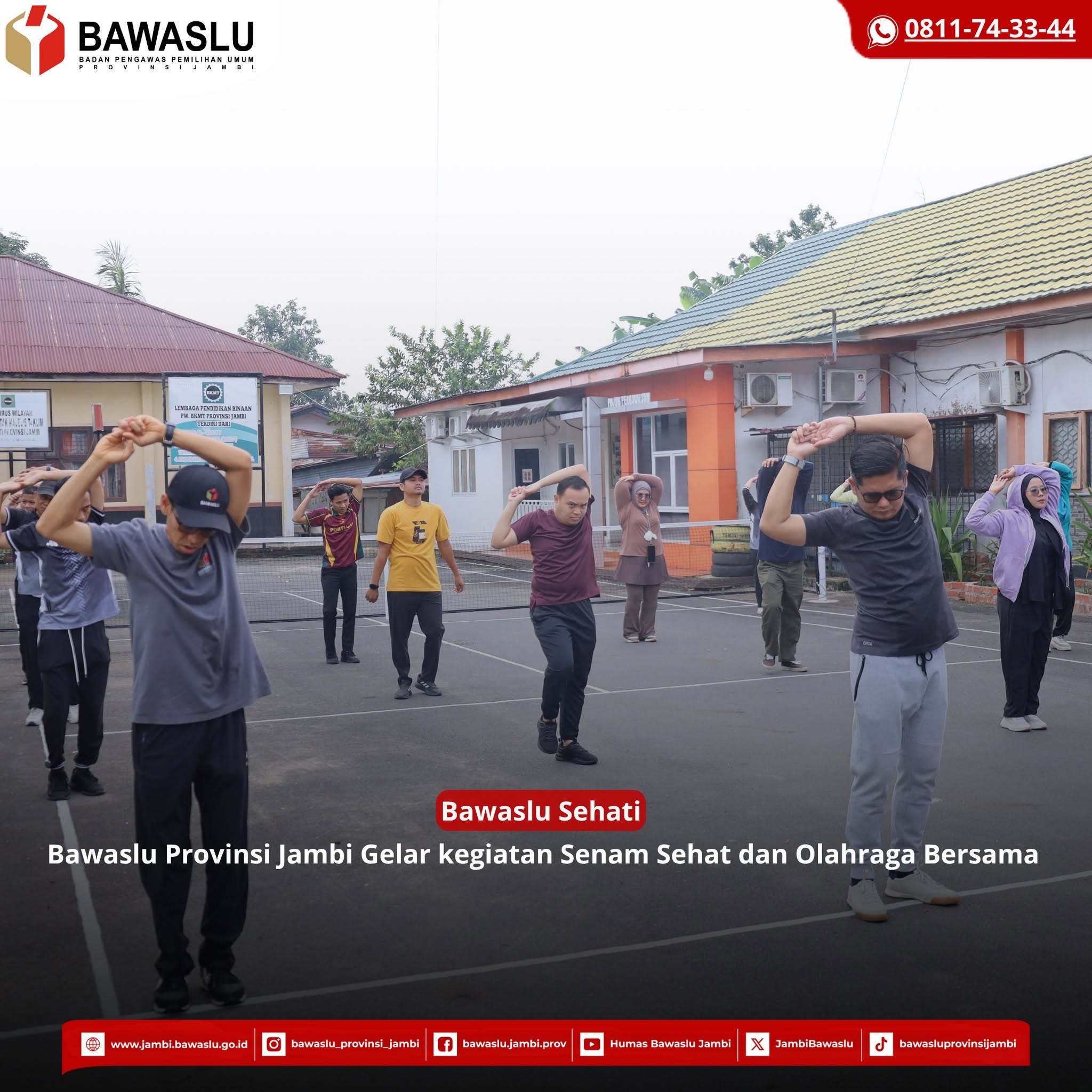 Selasa Sehati, Bawaslu Provinsi Jambi Padukan Senam Sehat dan Tenis Lapangan untuk Perkuat Kebugaran serta Solidaritas Pegawai