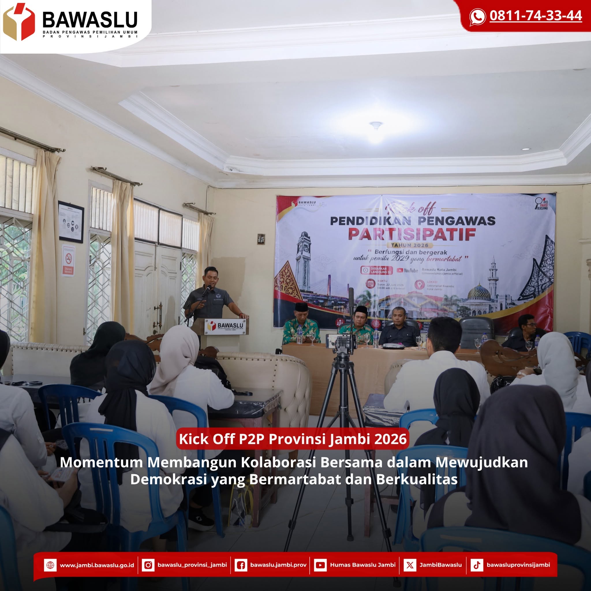 Bawaslu Provinsi Jambi Resmi Buka P2P, Siapkan Kader Pengawas Demokrasi Menuju Pemilu 2029