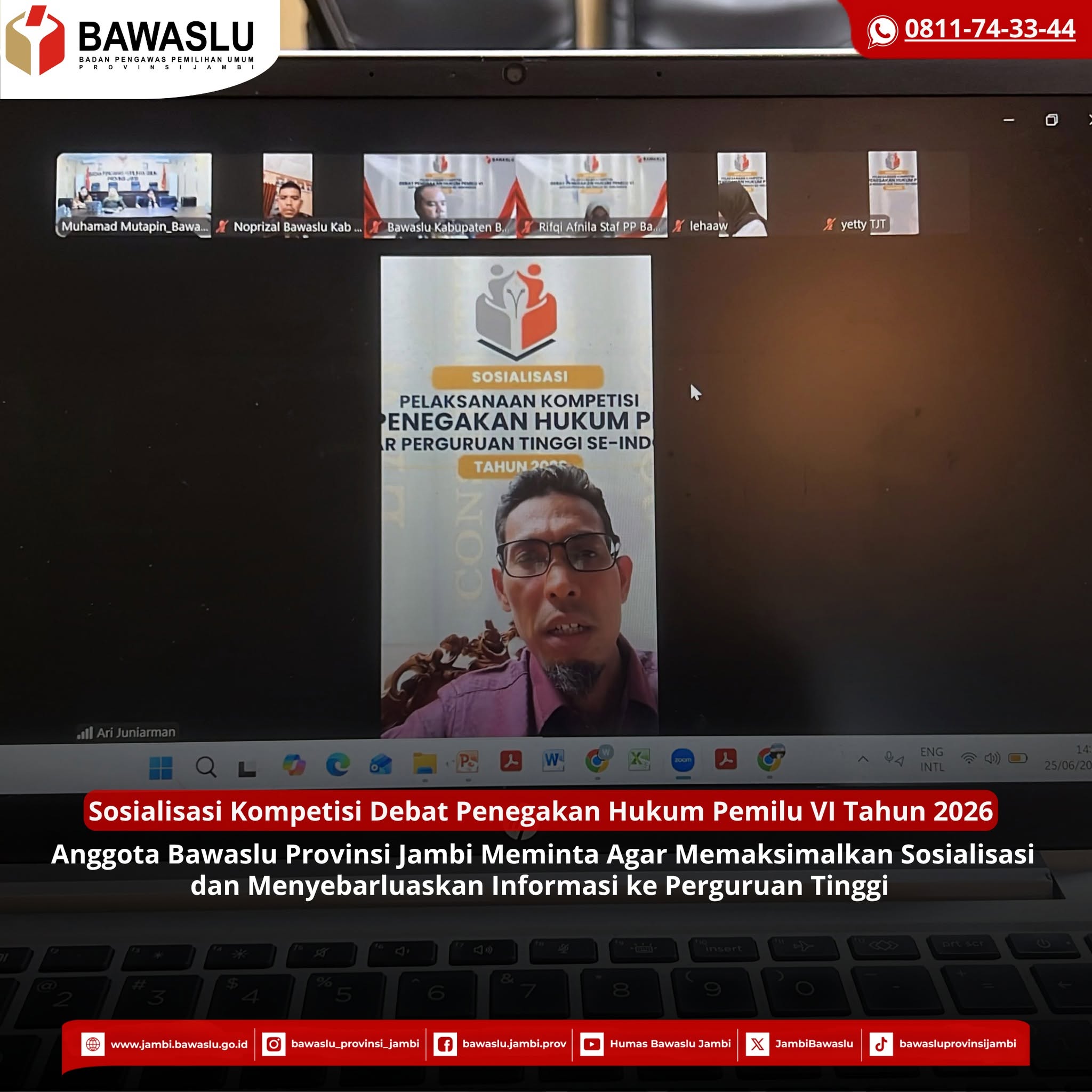 Bawaslu Provinsi Jambi Dorong Perguruan Tinggi Berpartisipasi dalam Kompetisi Debat Penegakan Hukum Pemilu VI Tahun 2026