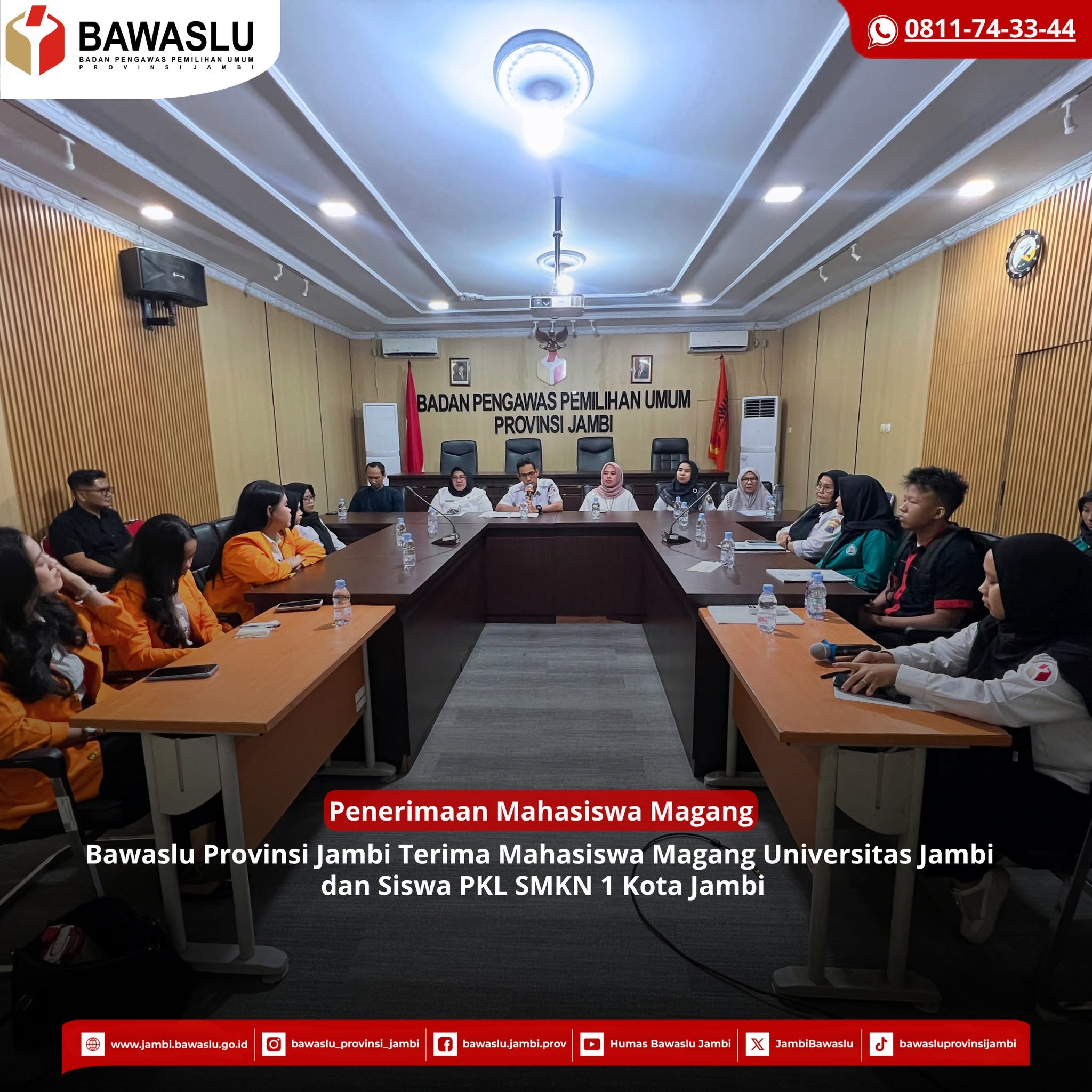 Terima Mahasiswa Magang Universitas Jambi dan Siswa PKL SMKN 1 Kota Jambi, Perkuat Sinergi Pendidikan dan Pengawasan Demokrasi