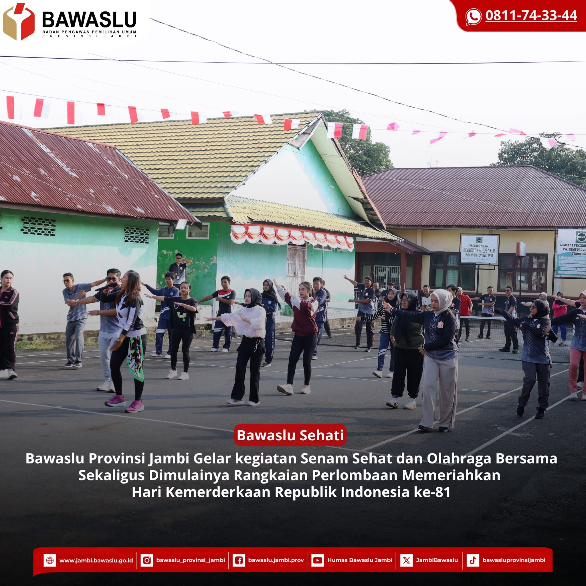 Sehat Bersama, Semarakkan Kemerdekaan: Bawaslu Jambi Awali Rangkaian HUT ke-81 RI