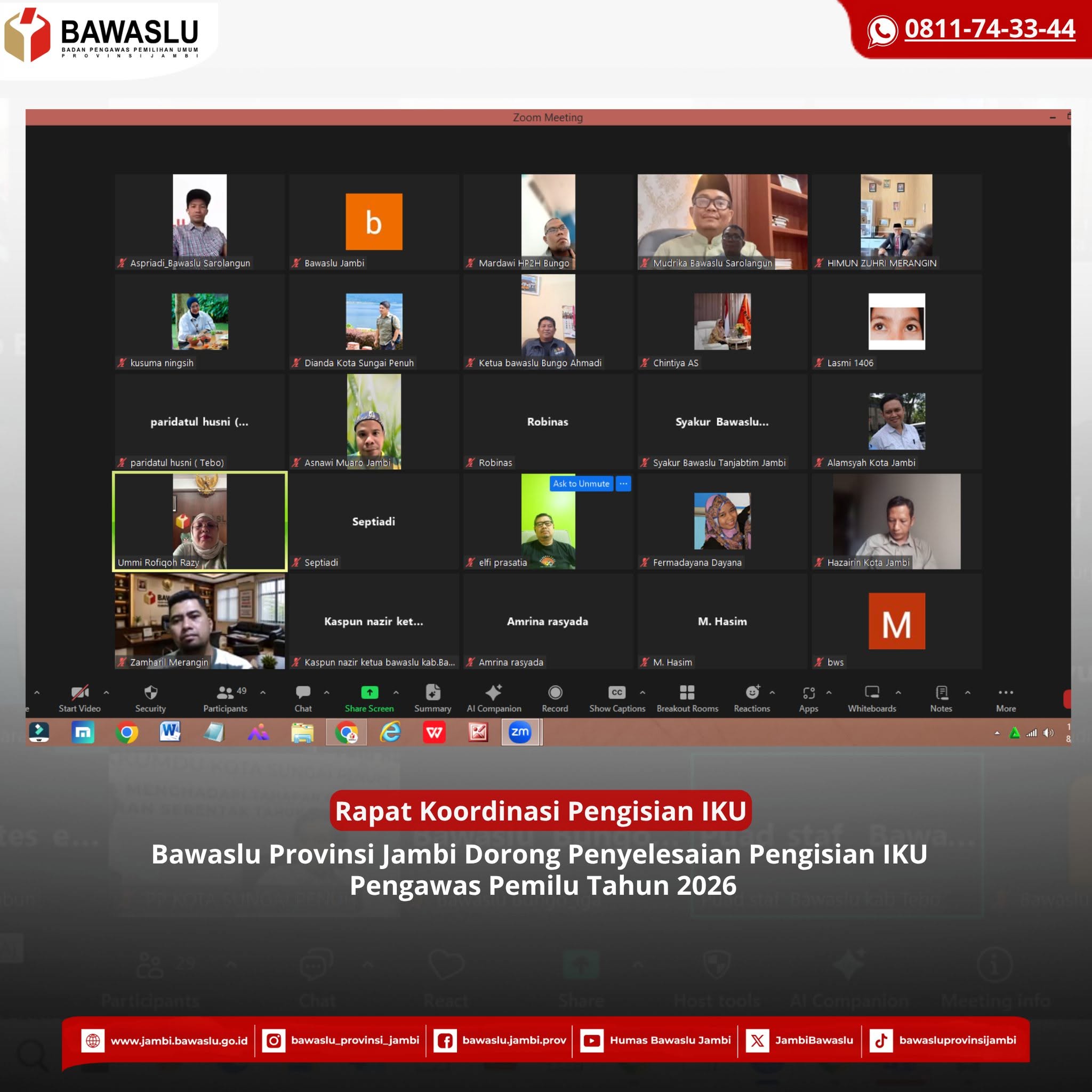 Bawaslu Jambi Perkuat Kinerja, Bersama Wujudkan Pengawasan Pemilu yang Akuntabel
