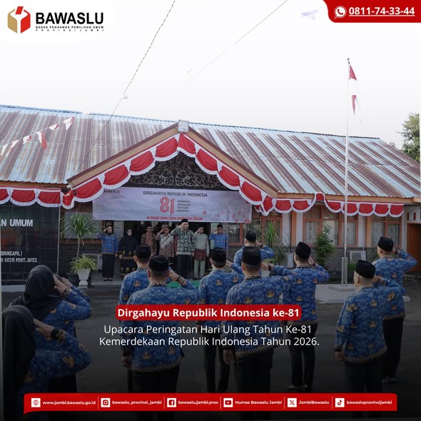 Bawaslu Jambi Gelar Upacara Peringatan HUT ke-81 Kemerdekaan Republik Indonesia