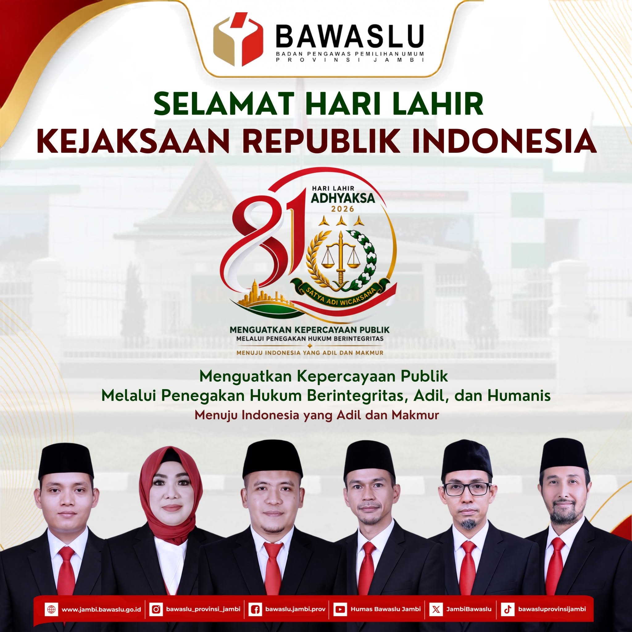 Bawaslu Jambi Sampaikan Ucapan Selamat Hari Lahir Kejaksaan 