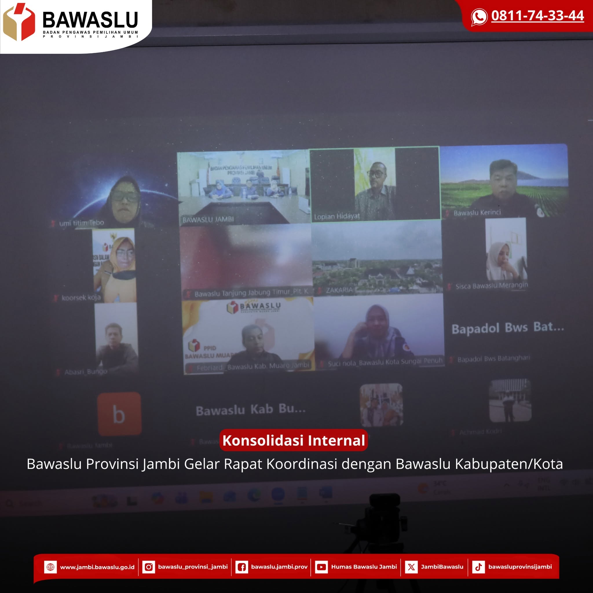 Bawaslu Jambi Gelar Rapat Koordinasi dengan Bawaslu Kabupaten/Kota