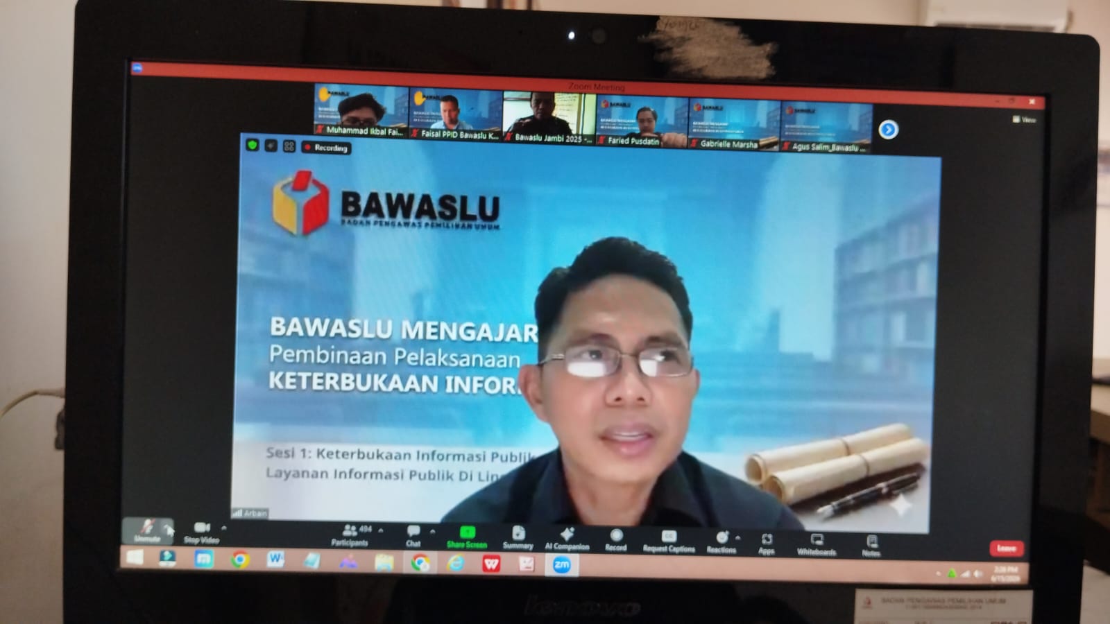 Tingkatkan Kompetensi Pengelola Informasi Publik, Bawaslu Jambi Ikuti Bawaslu Mengajar