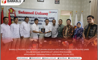 Hadapi Pemilu 2024, Bawaslu Jambi Bersilaturahim dengan DPD Partai Gerindra
