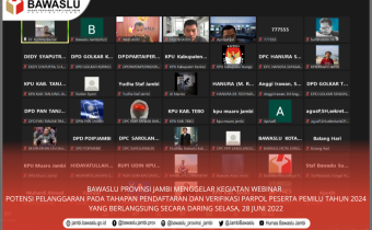 Bawaslu Jambi Gelar Webinar Potensi Pelanggaran Tahapan Pendaftaran Parpol
