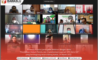 Bawaslu Jambi Gelar Webinar Pendidikan Hukum Pemilu dan Sosialisasi Layanan SIPS Versi 3.0