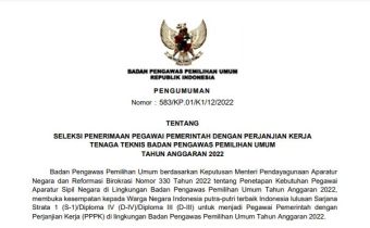 Pengumuman & Lampiran Seleksi Bawaslu