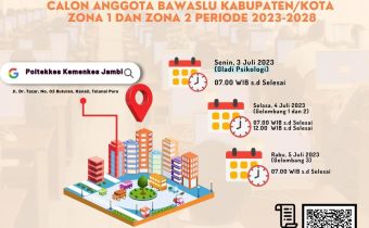 Pengumuman Gladi Psikologi Dan Pelaksanaan Tes Psikologi Calon Anggota Bawaslu Kabupaten/Kota Jambi Zona 1 dan Zona 2 Se Provinsi