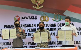 Bawaslu, Polri, Kejagung Tandatangani Peraturan Bersama Sentra Gakkumdu Pilkada 2020
